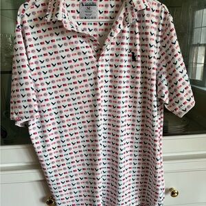 Classic Polo Shirt with Red and Blue Pattern